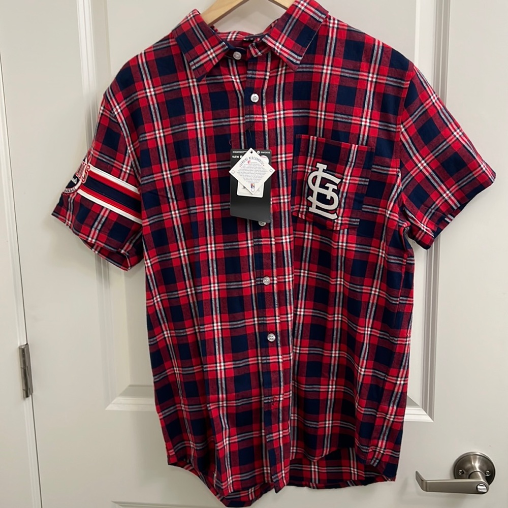 St. Louis Cardinals embroidered button-up flannel. NWT. (M)